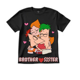 Brother Sister Rakhi Gift Cartoon TShirt In Black