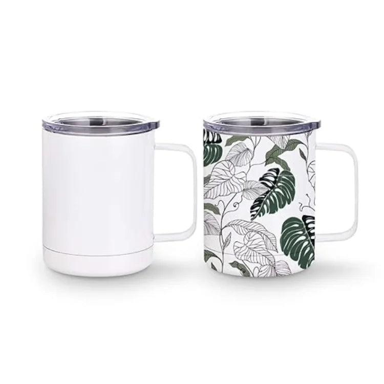 Double-Wall Stainless Steel Sublimation Mug: Elegant White Finish with Handle : Pack of 1