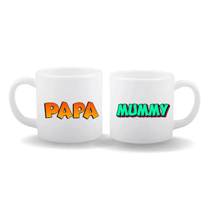 White Mugs For Papa and Mummy Perfect for Anniversaries