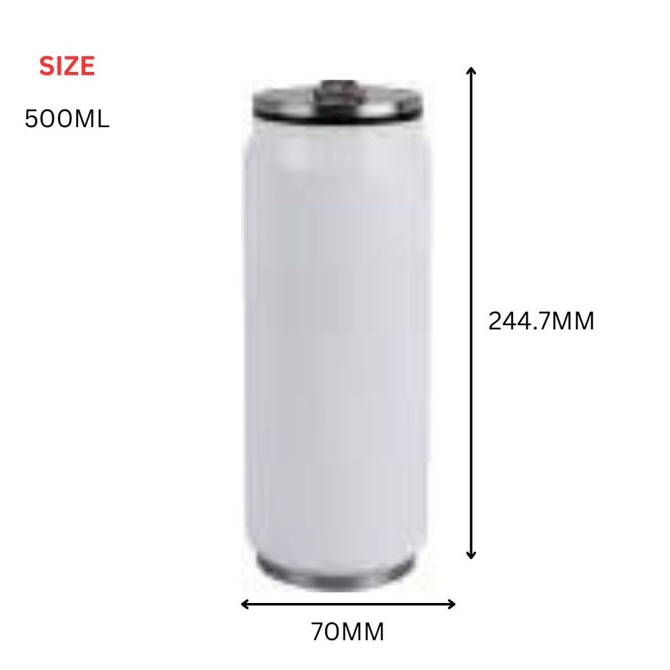 Quench Your Thirst in Style: Stainless Coke Cans Water Bottle with Straw - Dye Sublimation Blank for Creative Heat Press Designs  in 350ml and 500ml