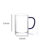 Personalized 12oz Glass Mug with Dark Blue & Black Handle (Clear) - Sublimation-Ready Customizable Coffee Cup ┃ Ideal Gift for Special Occasions ┃ Durable and Stylish Drinkware