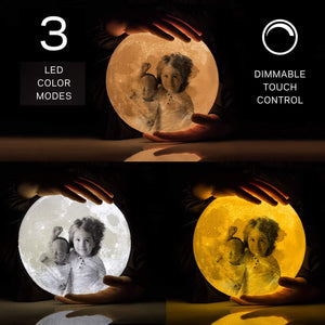 3D Moon Lamp for Gift with Photo & Text - 3 Color  | Valentine, Birthday, Anniversary, Wedding & Family Gifts