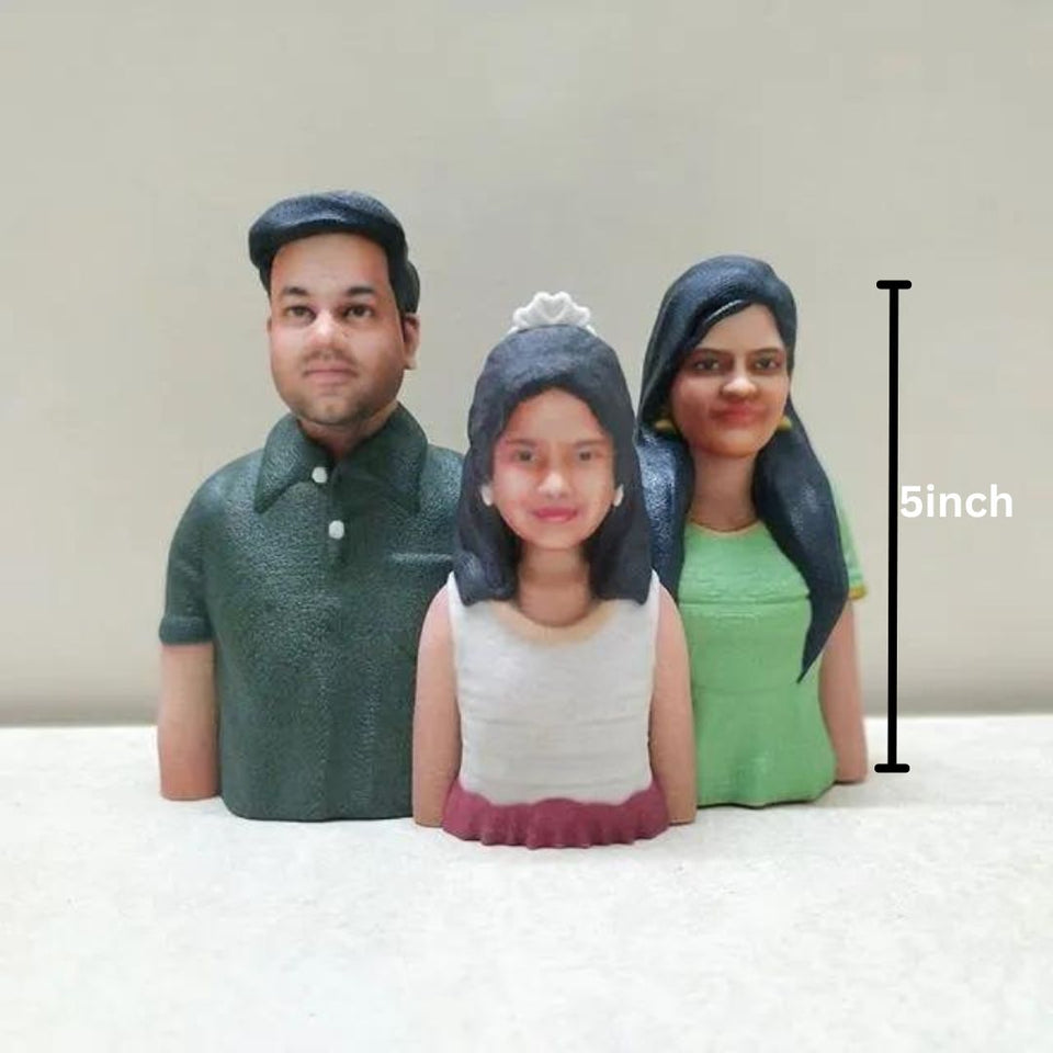 Family of 3 Half Body Miniatures with Set of 4 Different Sizes (5 Inch, 8 Inch, 10 Inch, 12 Inch)