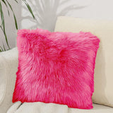 Pink Square Fur Pillow: Plush Comfort in Blush. Elevate Your Space with Luxurious Softness. Chic and Cozy Accent for Stylish Relaxation and Decor Delight