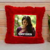 Crimson Comfort: Oversized Red Square Fur Pillow for Luxurious Lounging and Stylish Statemen