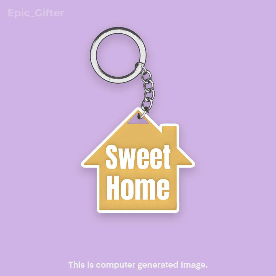 HomeSweetHome: Personalized Home-Shaped Keychain Keepsake Pack of 2