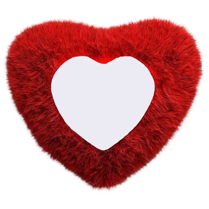 Passionate Comfort: Extra-Long Heart-Shaped Red Fur Pillow - a Luxurious Embrace for Romantic Bliss and Stylish Elegance in Your Living Space