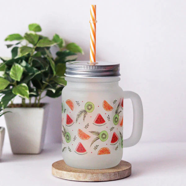 Frosted Elegance: Mason Jar with a Subtle Finish for Stylish Sips and Chilled Delights